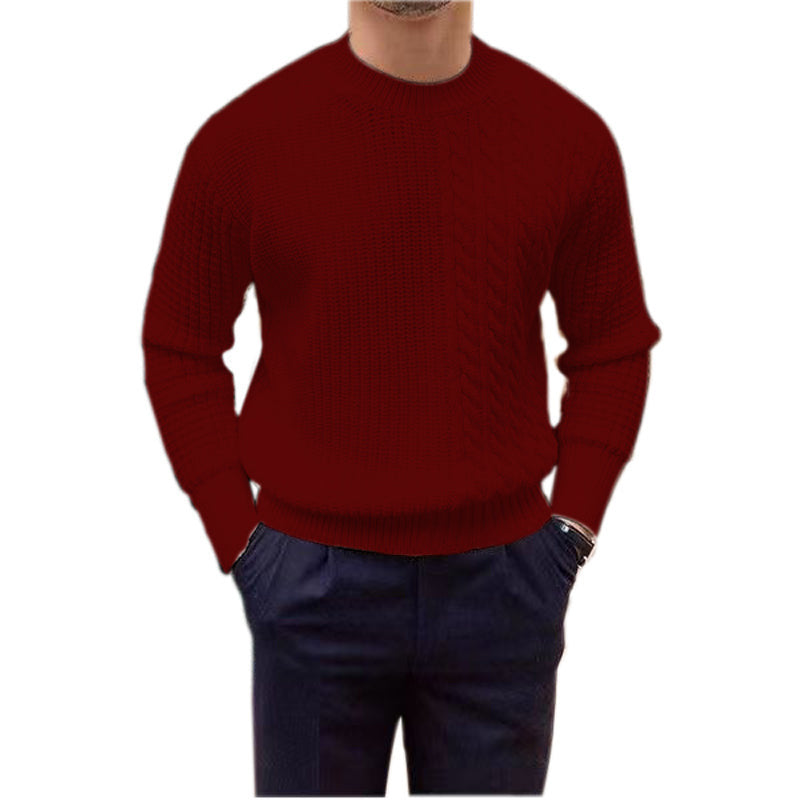 Men’s Knitted Sweater – Twisted String Design Pullover, Thick Woolen Yarn, Casual Fashion Top
