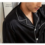 Men's Summer Satin Lapel Homewear Set – Thin Breathable Short-Sleeved Sleepwear Suit for Cool Comfort