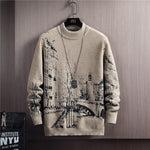 Men’s Autumn & Winter Round Neck Pullover – Thick Long Sleeve Slim Fit Korean Style Sweater