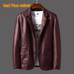 Leather Men's Autumn and Winter Jacket – Thin Lapel PU Coat with Pockets & Classic Style