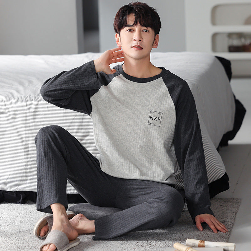 Men’s Cotton Long Sleeve Pajamas – Comfortable Pullover Homewear | Leisure, Sleep & Outdoor Wear