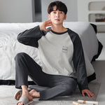 Men’s Cotton Long Sleeve Pajamas – Comfortable Pullover Homewear | Leisure, Sleep & Outdoor Wear