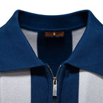 Men’s Lapel Short-Sleeved Woolen Polo Shirt – Classic Striped Summer Top for Casual & Smart Wear