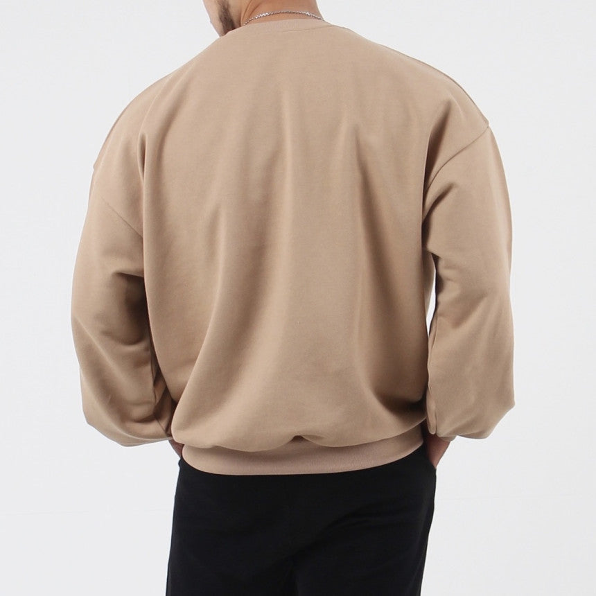 Men’s Loose Heavy Hoodie – Casual Cotton Pullover with Long Sleeves and Round Neck