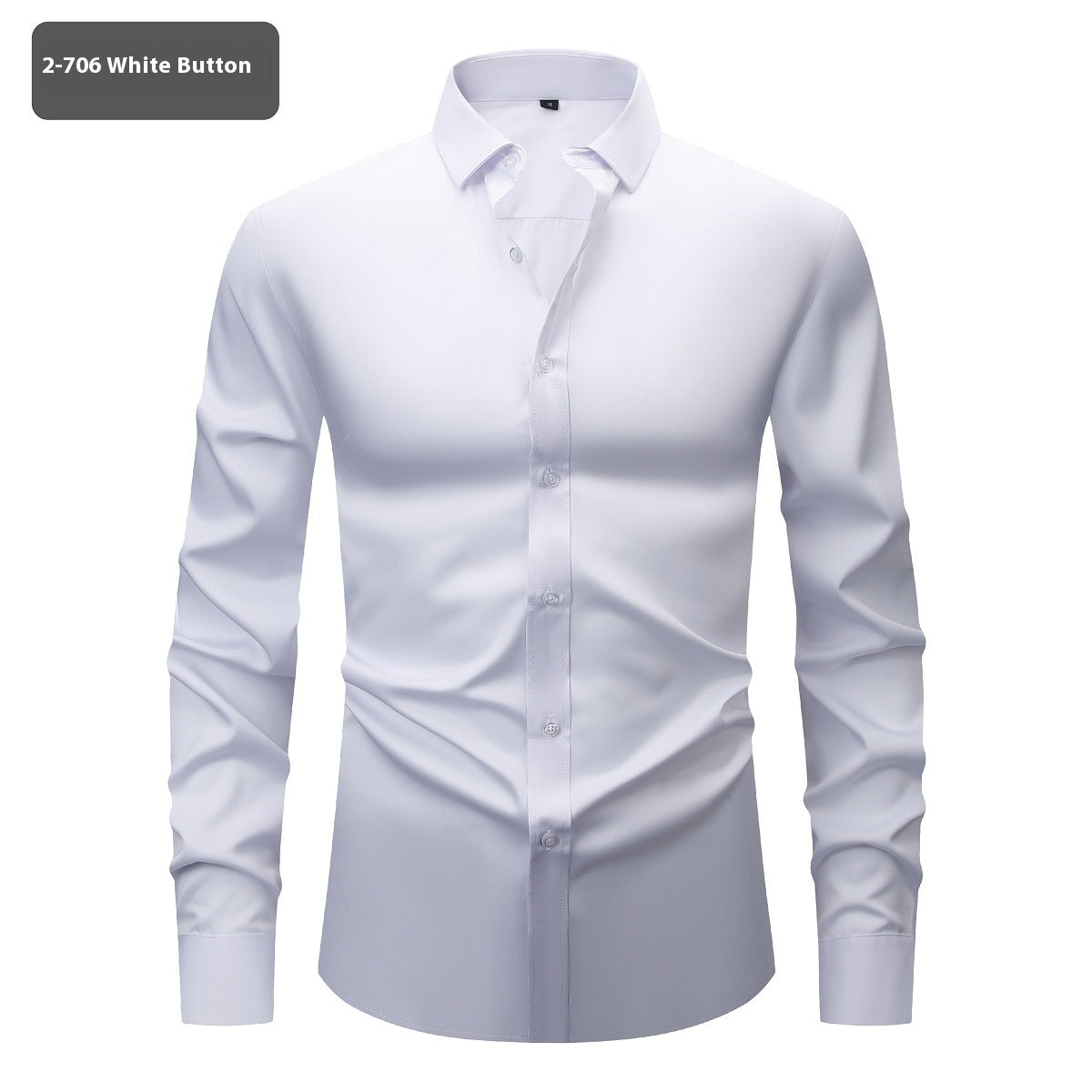 Men’s Long Sleeve Stretch Shirt – Fashionable Solid Color Loose Fit Top for Casual & Daily Wear