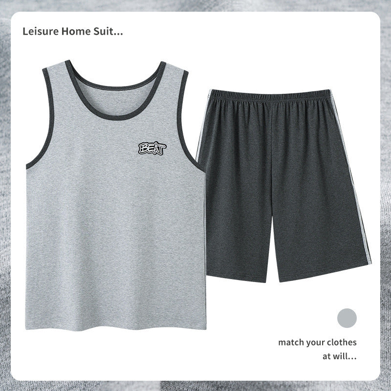 Men’s Cotton Sleeveless Pajamas – Sweat-Absorbent, Breathable Pullover | Casual Summer Homewear