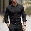 Men’s Long Sleeve Stretch Shirt – Fashionable Solid Color Loose Fit Top for Casual & Daily Wear