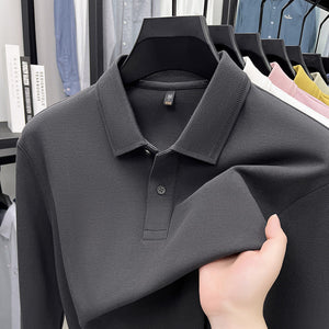 Mercerized Cotton Long-Sleeved Polo Shirt for Men – Breathable Casual Dad Style Top for Spring & Autumn