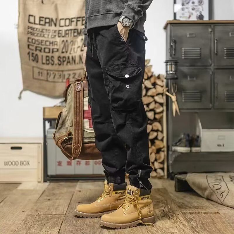 Loose Trendy Casual Jogger Pants for Men – Comfortable Street Style Overalls with Drawstring Waist