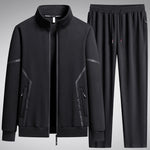 Men’s Fleece-Lined Two-Piece Sports Set – Thick Stand Collar Tracksuit for Autumn & Winter | Warm Cotton Leisure Outfit