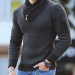 Men’s Slim Knit Pullover Sweater – Long Sleeve High Collar Casual British Style Sweater