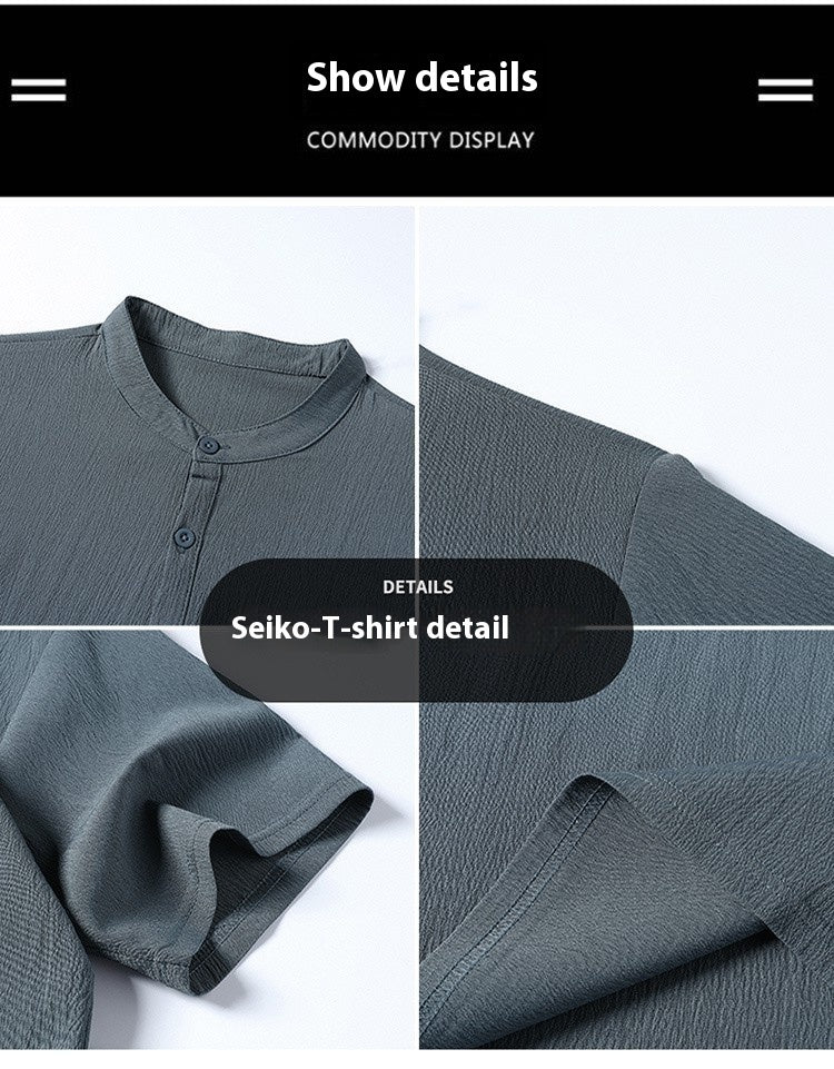 Men’s National Style Cotton Linen Two-Piece Set – Casual Summer Short Sleeve Shirt & Shorts for Daily Comfort