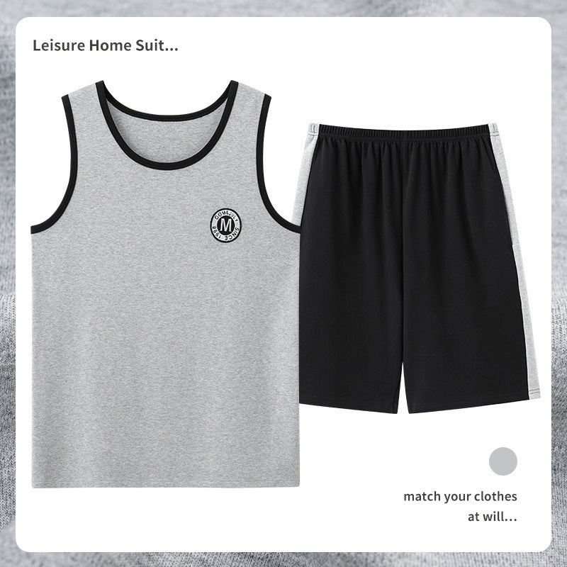 Men’s Cotton Sleeveless Pajamas – Sweat-Absorbent, Breathable Pullover | Casual Summer Homewear