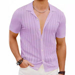 Summer Cool Hollow Men’s Shirt | Lightweight Breathable Short Sleeve Cardigan Top