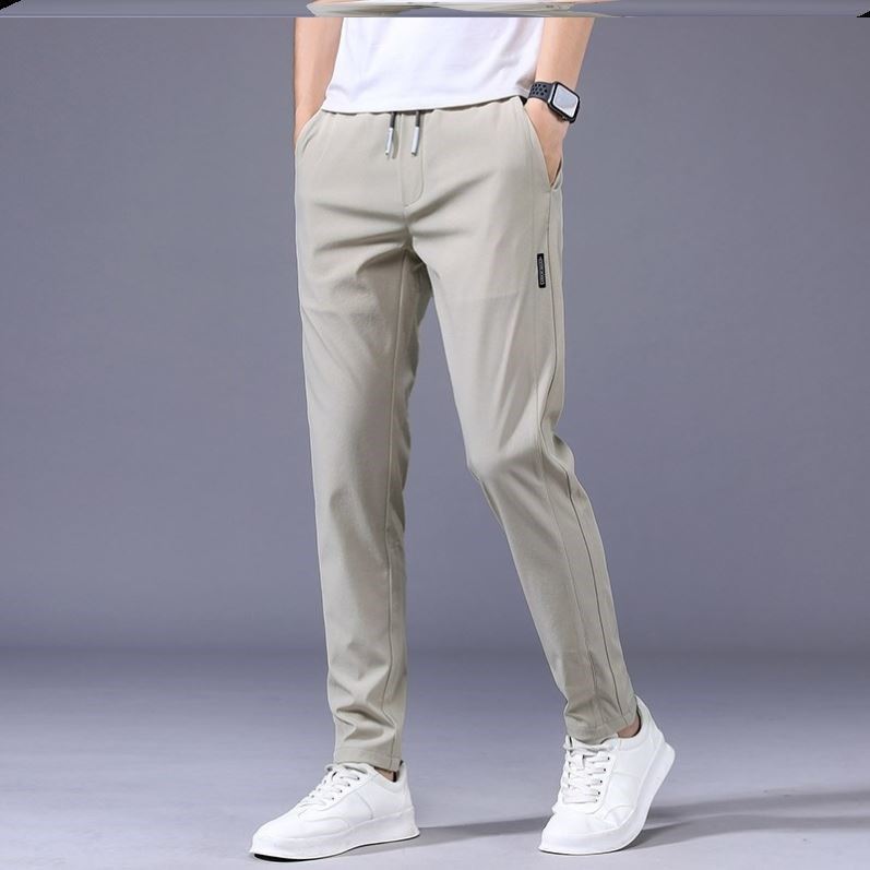 Men's Drawstring Trousers – Thin Casual Pants Korean Style Loose Straight Sweatpants for Summer