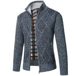Fashion Men's Zipper Cardigan Sweater – Stand Collar Cotton Blend Thick Outerwear for Men