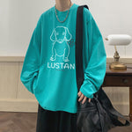 Cartoon Puppy Printed Long Sleeve T-shirt - Casual Loose Pullover for Autumn | Available in Multiple Colors