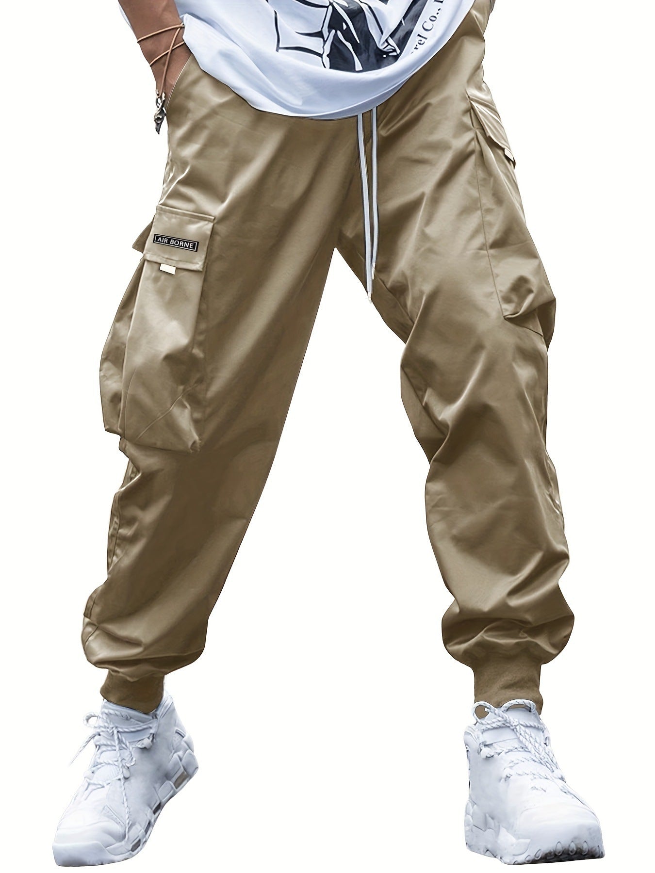 Men’s Multi-Pocket Cargo Pants – Casual Hip-Hop Drawstring Trousers for Outdoor, Streetwear, and Sports