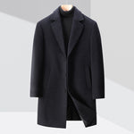 Men's Business Casual Woolen Trench Coat | Light Business Solid Color Overcoat | Classic Black, Gray, & Champagne Styles