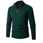 Men’s Half-Turtleneck Zip-Up Sweater – Slim Fit Long Sleeve Pullover Winter Fashion Top