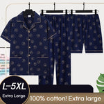 Men’s Summer Cotton Pajamas – Short Sleeve Shirt & Trousers Three-Piece Cartoon Set