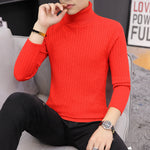 Slim-Fit High Neck Sweater for Men – Long Sleeve Cotton Blend Winter Pullover Turtleneck Top