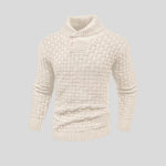 Men’s Slim Turtleneck Sweater – Button Design Pullover, Thick Solid Color Casual Fashion Top