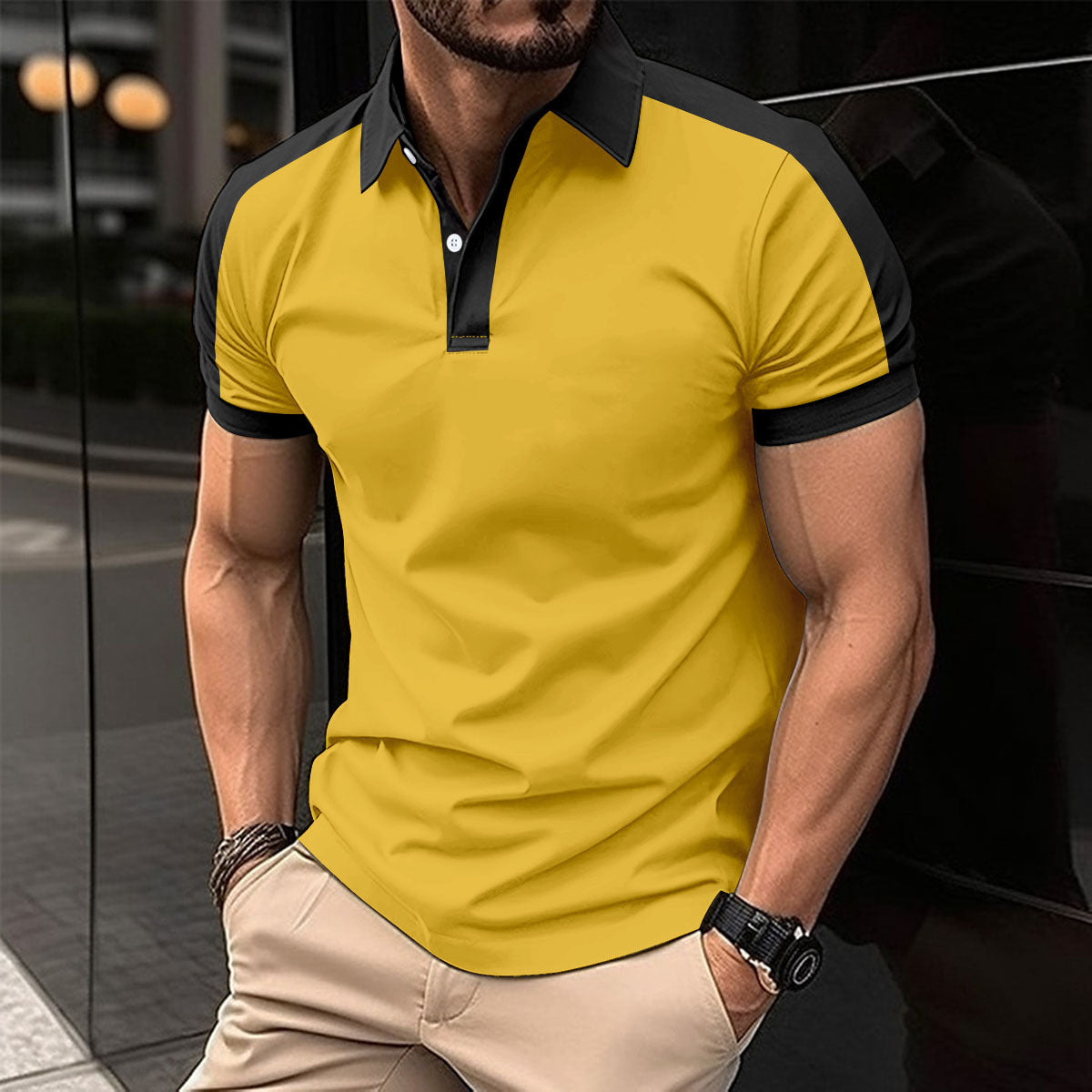 Men’s Short Sleeve Business Polo Shirt – Casual Cotton Blend Summer Top for Office & Daily Wear