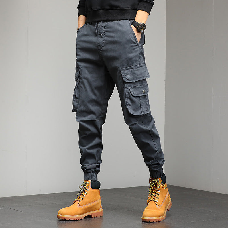 Multi-bag Fashion Brand Men's Casual Pants Winter Overalls Cotton Bamboo Fiber Trousers