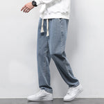Men’s Summer Loose Wide Leg Jeans – Fashion Drawstring Elastic Straight Denim Trousers