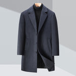 Men's Business Casual Woolen Trench Coat | Light Business Solid Color Overcoat | Classic Black, Gray, & Champagne Styles