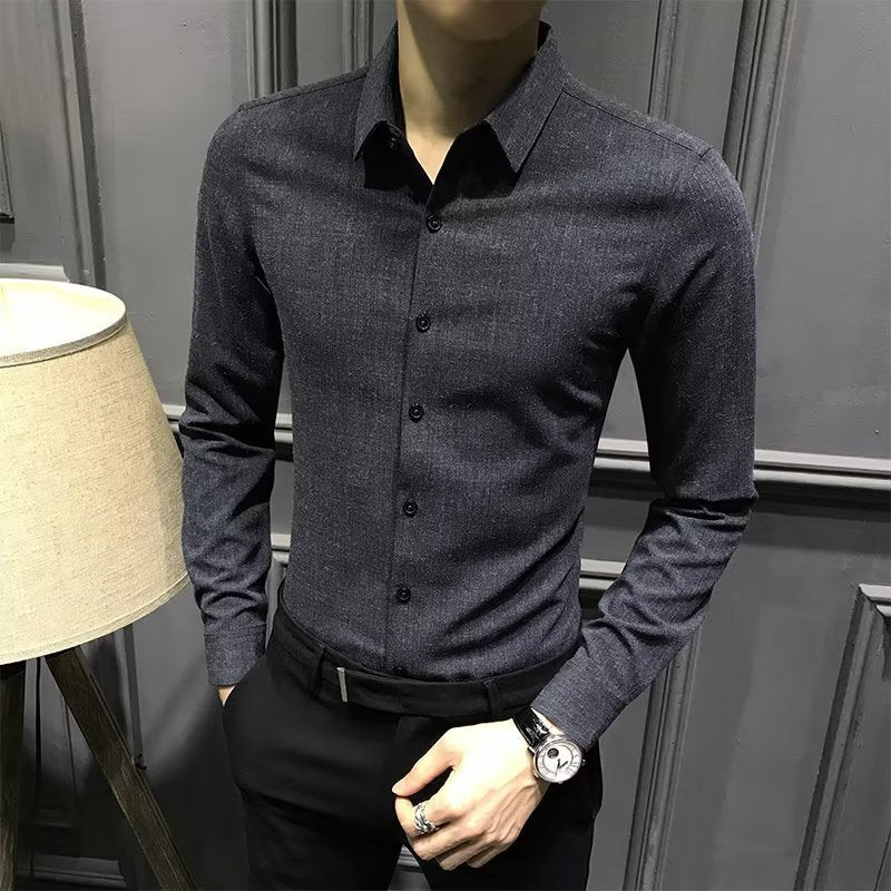 Men's Autumn & Winter Long Sleeve Shirt – Casual Loose Fit Daily Wear for Teenagers