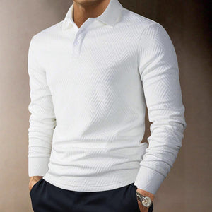 Men’s Solid Color Fashion Lapel Long Sleeve Polo Shirt – Loose Fit Daily Wear Top in Multiple Colors