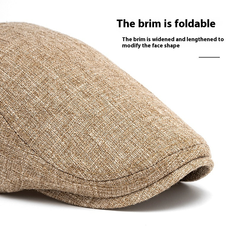 Men’s Retro Peaked Beret – Breathable Cotton & Linen Cap | Adjustable, Sunshade, Summer Sun Protection