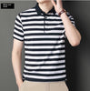 Summer Men’s Cotton Ice Silk Polo T-shirt – Striped Short Sleeve Youth Undershirt for Daily Wear