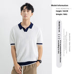 Men’s Ice Silk Polo Shirt | High-End Short Sleeve Striped T-shirt for Cool Summer Comfort