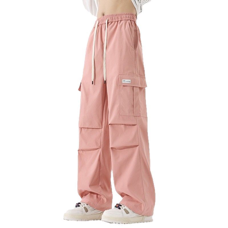 Couple American Retro High Street Pleated Straight Cargo Pants – Trendy Teen Fashion Trousers