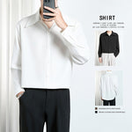 Korean Style Men’s Loose Trendy Shirt – High-End Draping Non-Ironing Polyester Top for Teenagers
