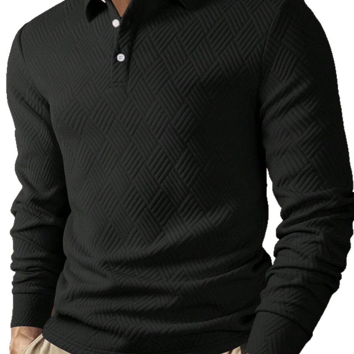 Men’s Solid Color Fashion Lapel Long Sleeve Polo Shirt – Loose Fit Daily Wear Top in Multiple Colors