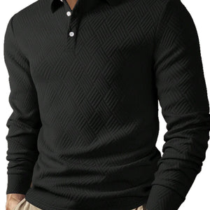 Men’s Solid Color Fashion Lapel Long Sleeve Polo Shirt – Loose Fit Daily Wear Top in Multiple Colors