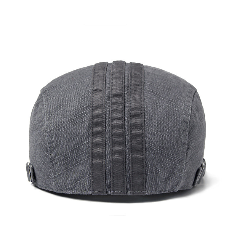 Men’s Letter Beret – Breathable Cotton Sun Hat | Adjustable Flat Top, English Letter Design, Spring Sun Protection