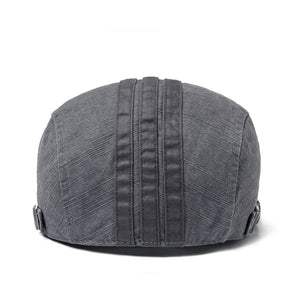 Men’s Letter Beret – Breathable Cotton Sun Hat | Adjustable Flat Top, English Letter Design, Spring Sun Protection
