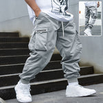 Men’s Multi-Pocket Cargo Pants – Casual Hip-Hop Drawstring Trousers for Outdoor, Streetwear, and Sports
