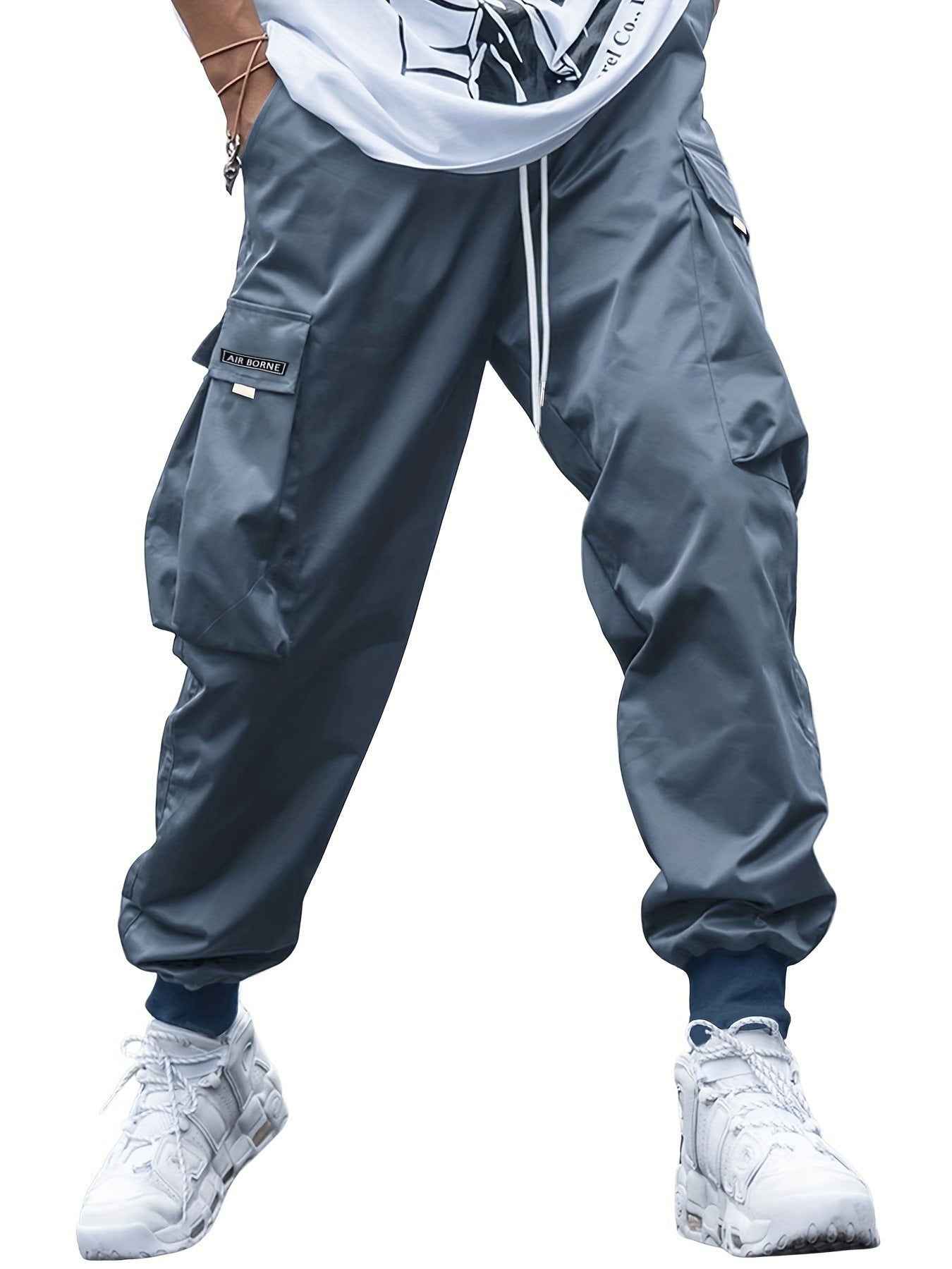 Men’s Multi-Pocket Cargo Pants – Casual Hip-Hop Drawstring Trousers for Outdoor, Streetwear, and Sports
