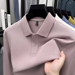 Mercerized Cotton Long-Sleeved Polo Shirt for Men – Breathable Casual Dad Style Top for Spring & Autumn