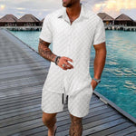 Men’s Casual Chemical Fiber Shirt Suit – Short Sleeve Shirt & Shorts Set | Lightweight Daily Summer Outfit