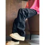 Loose Straight Heavy Stone Washed Retro Denim Trousers – Casual Cotton Jeans for Men