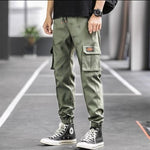 Men's Loose Multi-pocket Work Pants – Solid Color Wear-resistant Ankle Banded Trousers