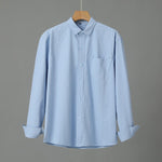 Casual Solid Color Cotton Long Sleeve Shirt for Men – Soft Comfortable Cardigan Style Daily Wear