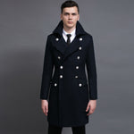 Double-row Retro Woolen Coat Man | Classic Loose Fit Double-Breasted Overcoat | Stylish Flax Blend